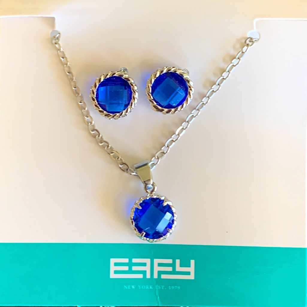 Effy Matching Earring And 18 Necklace Jewelry Set With Blue Gemstones New 10$